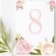 INSTANT DOWNLOAD Table Numbers - Romantic Watercolor Peonies and Roses Table Numbers - Vintage Floral Chic Wedding Suite - Tables 1 to 10