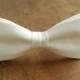 Off White Linen Bow Tie- Wedding bowtie- Formal Ivory bow tie- White Groom's Bow tie- Herringbone, Blush Bow Tie