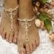 Rose gold rhinestone barefoot sandals