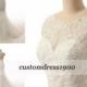 Vintage Cap Sleeve Seeep Train White/Ivory Bridal Gowns Handmade Appliqued Tulle Mermaid Wedding Dress