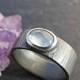 mens aquamarine ring, wide mens ring aquamarine, black silver ring aquamarine, mens personalized ring, wood grain ring, hammered silver ring