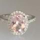 Morganite Engagement Ring14k White Gold 2.0ct Oval Pink  Natural Diamond Halo Engagement Ring Pristine Custom Rings