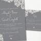 Grey Wedding Invitation, RSVP card set kit, Lace & linen, Engagement, Classic, Simple, Vintage, Rustic, Romantic - Printable Digital