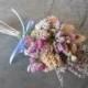 Shabby Chic all Natural dried flower corsage available in wrist or pin on for a spring, garden, rustic, nature themed wedding.