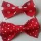 Bow ties for men Two red polka dot bowties Red small polka dots bowtie Red big polka dot boys bow tie Baby gifts Zwei rote tupfen fliegen