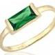 14K Gold Band With Emerald CZ Stone, Emerald Birthstone Ring, Emerald Jewelry