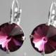 Amethyst Crystal Earrings Swarovski Amethyst Rivoli Silver Earrings Purple Crystal Leverback Earrings Hypoallergenic Earring Wedding Purple