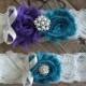 Garter / Purple / Teal / Vintage Inspired Lace Garter / Wedding Garters / Bridal Garter / Toss Garter / Garter Set
