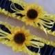 Sunflower Bridal Garter Set Sunshine Yellow Navy Blue Wedding Garter