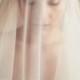 Silk Tulle Veil - Ivory Wedding Veil - Mantilla Veil - Elbow Length Veil - Lace Edged Bridal Veil