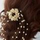 Bridal Hair Accessories, Gold Wedding Headband, Rhinestone and Pearl Headband, Wedding hair Accessory, Hair Accessory, Hair Jewelry