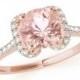 1 Carat Morganite & Diamond Ribbon Halo Engagement Ring 14k Rose Gold