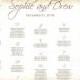 White Gold Sparkles Seating Chart Poster, Table Number & Alphabetical (22x18): Text-Editable in Microsoft® Word, Printable Instant Download