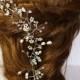 Bridal hair vine, babies breath wedding hair vine, pearl and crystal hair vine, Gyp hair vine, boho bridal hair vine, pearl crown, halo