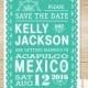 Papel Picado Save the Date Invitation - Tropical Destination Wedding Save the Date Invite - Mexico, Mexican Fiesta, Banner - PRINTABLE