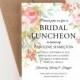 Bohemian Floral Bridal Luncheon Invitation, Bridal Shower or Party Invitation