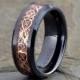 Ceramic Wedding Band, Rose Gold Ceramic, Beveled Edges, Anniversary Ring, Engagement Ring, Celtic Knot, Dragon Ring, Engagement Ring