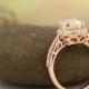 9x7mm Forever Brilliant Moissanite  14K Rose Gold Diamond engagement  Halo Ring - antique Style - Gem748