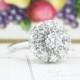 Vintage Diamond Halo Engagement Ring 