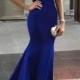 PD16071 Royal blue off shoulder mermaid long prom evening dress