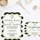 Black and White Stripes Wedding Invitation & RSVP Gold Glitter - DIE CUT - Digital or Prints - Bridal Shower Rehearsal Dinner