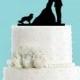 Couple Kissing with Cavalier King Charles Spaniel Dog Wedding Cake Topper