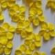 Small yellow royal icing flowers -- Ready to ship -- Cake decorations cupcake toppers (24 pieces)