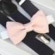 Light Pink bow-tie & Navy elastic suspender set - Blush bow tie and navy suspenders