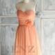 2016 Tangerine Coral Bridesmaid dress, Strapless Pleated Formal dress, Rosette dress, Prom dress, Party dress Chiffon tea length (A017)-RENZ