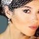 Leslie Li Monica Style Crystal Bridal Birdcage Veil with Crystal Comb