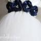 Flower Girl Dress Ivory Navy tutu dress baby dress toddler birthday dress wedding dress 1T 2T 3T 4T 5T 6T