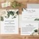 Wedding Invitation template printable, Editable Text, Instant Download, Botanical vintage Florals, Edit in Word or Pages 