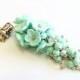 Mint flower. Crystal Swarovski Necklaces. Mint Green Flower Necklace. Drop Pendant. Mint Flower Necklace. Wedding Jewelry Gift