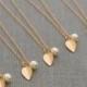 Fall Bridesmaid Jewelry, Gold Leaf & Pearl Necklace Set of 5, Fall Leaves Wedding, Gold Leaf Jewelry