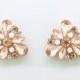 Rose Gold White Opal Crystal Earrings,Bridal Earrings,Blush Peach Pink Flower Stud Post Earrings,Bridesmaid Wedding Earrings Jewelry Gift