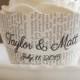 Cupcake Wrappers, Scalloped Edge - Custom Names and Date - Wedding Reception, Bridal Shower, Dessert Bar - Fits Standard Size Cupcakes