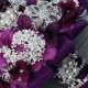 Wedding Brooch Bouquet Bridal Brooch Bouquet Pearl Crystal Rhinestone Brooch Bouquet Amethyst Dark Purple Petals BB024LX