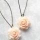 Light Peach Rose Earrings Long Dangle Earrings Romantic Pastel Country Chic Bridesmaid Gift Flower Earrings Bridal Acessories Nickel Free