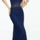 Beading Lace Sweetheart Floor Length Sleeveless Navy Ruched