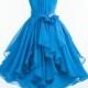 Elegant Turquoise blue Yoryu Chiffon ruched bodice rhinestone Flower girl dress wedding birthday bridesmaid toddler size 4 6 8 9 10 12 