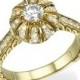 Antique Engagement Ring, Art Deco Engagement ring, Wedding Ring, Milgrain Ring, Diamond ring, Unique engagement ring, Yellow Gold ring