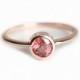 Malaya Garnet Ring, Solitaire Garnet Ring, Birthstone Ring, Peach Ring, Peach Engagement Ring, Pink Engagement Ring, Round Solitaire Ring