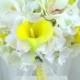 Wedding bouquet Yellow real touch calla lily white orchid bouquet