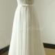 Ivory A line chiffon lace see thru wedding dress with elegant beading work