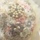 Brooch Bouquet, Blush Bouquet, Cream, Ivory, Vintage Wedding, Elegant Wedding, Lace Bouquet, Jeweled, Crystals, Pearls, Fabric, Lace, Gatsby