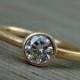 Moissanite and Recycled 14k Yellow Gold Engagement Ring - Diamond Alternative - Made To Order