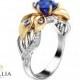 Calla Lily Sapphire Engagement Ring Two Tone Gold Sapphire Ring  Unique Engagement Ring