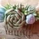 Succulent hair comb, wedding succulent, clay succulent, pendant succulent, bridal succulent, polymer clay, succulent hair accessory 