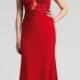Red Straps Appliques A-line Sleeveless Floor Length Open Back Chiffon Ruched