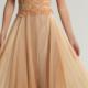 Champagne High-neck Ruched Appliques Chiffon Floor Length Sleeveless